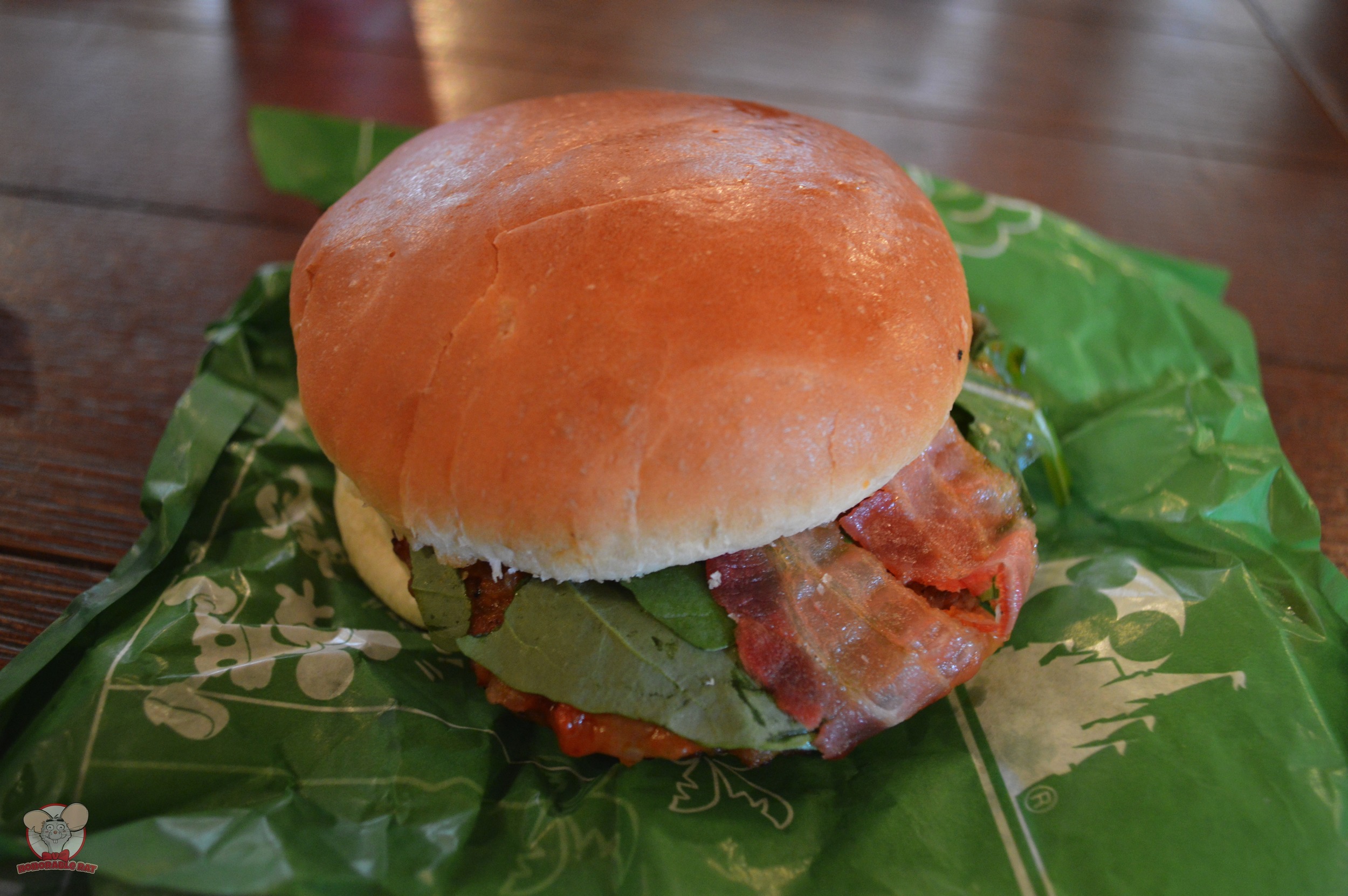 Hamburger with Bacon, Capunata and Arugula