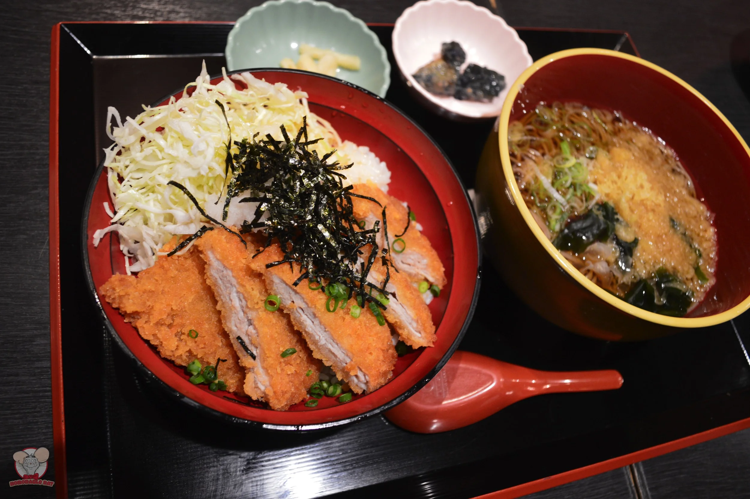 Pork Cutlet with Rice and Hot Soba Lunch Set