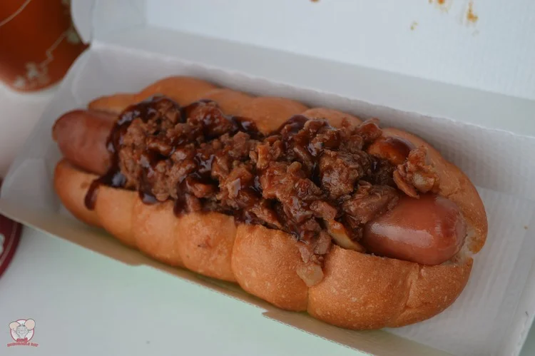 Hot Dog with Pulled Pork Topping