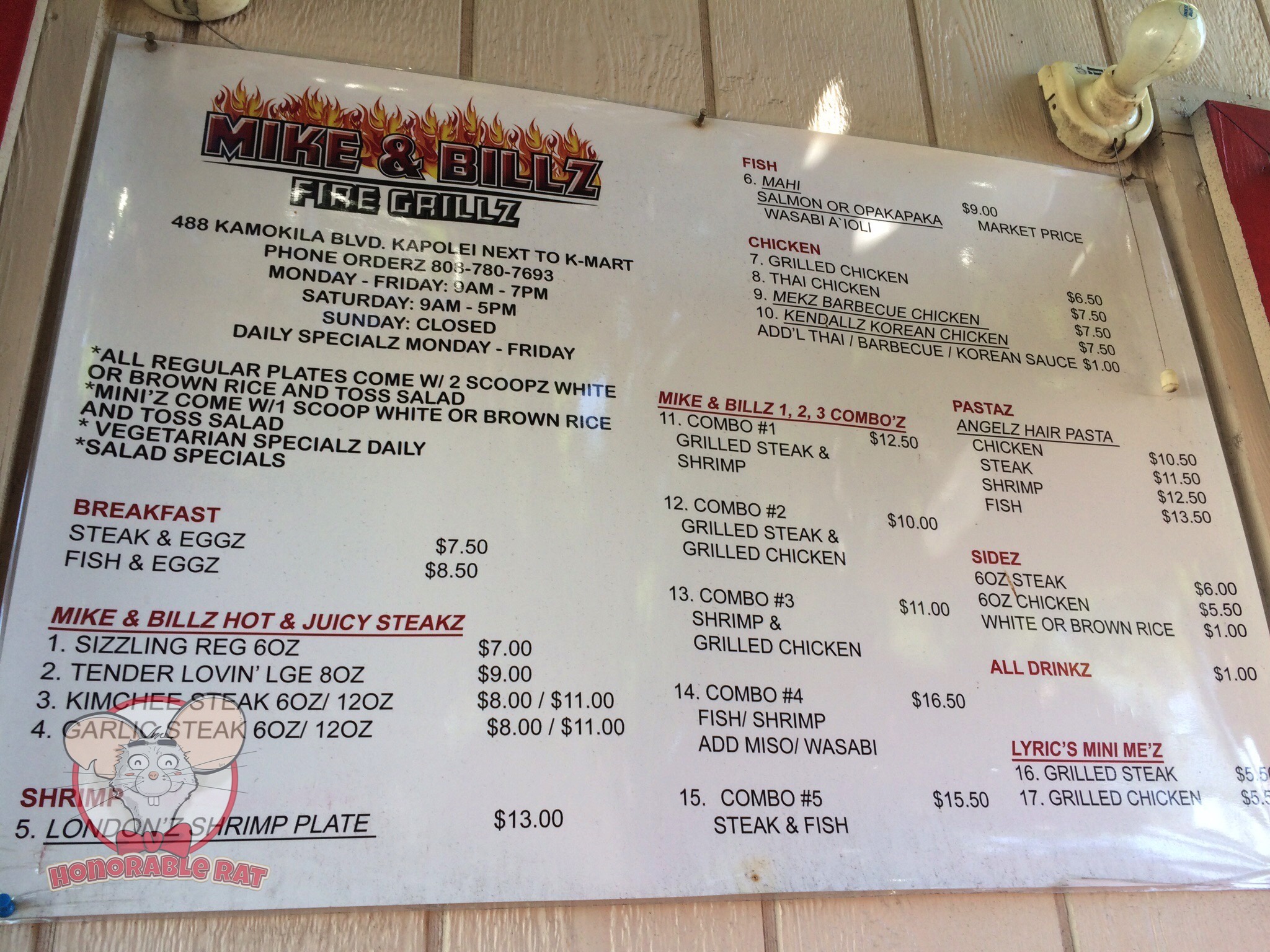 Mike & Billz Fire Grillz Menu