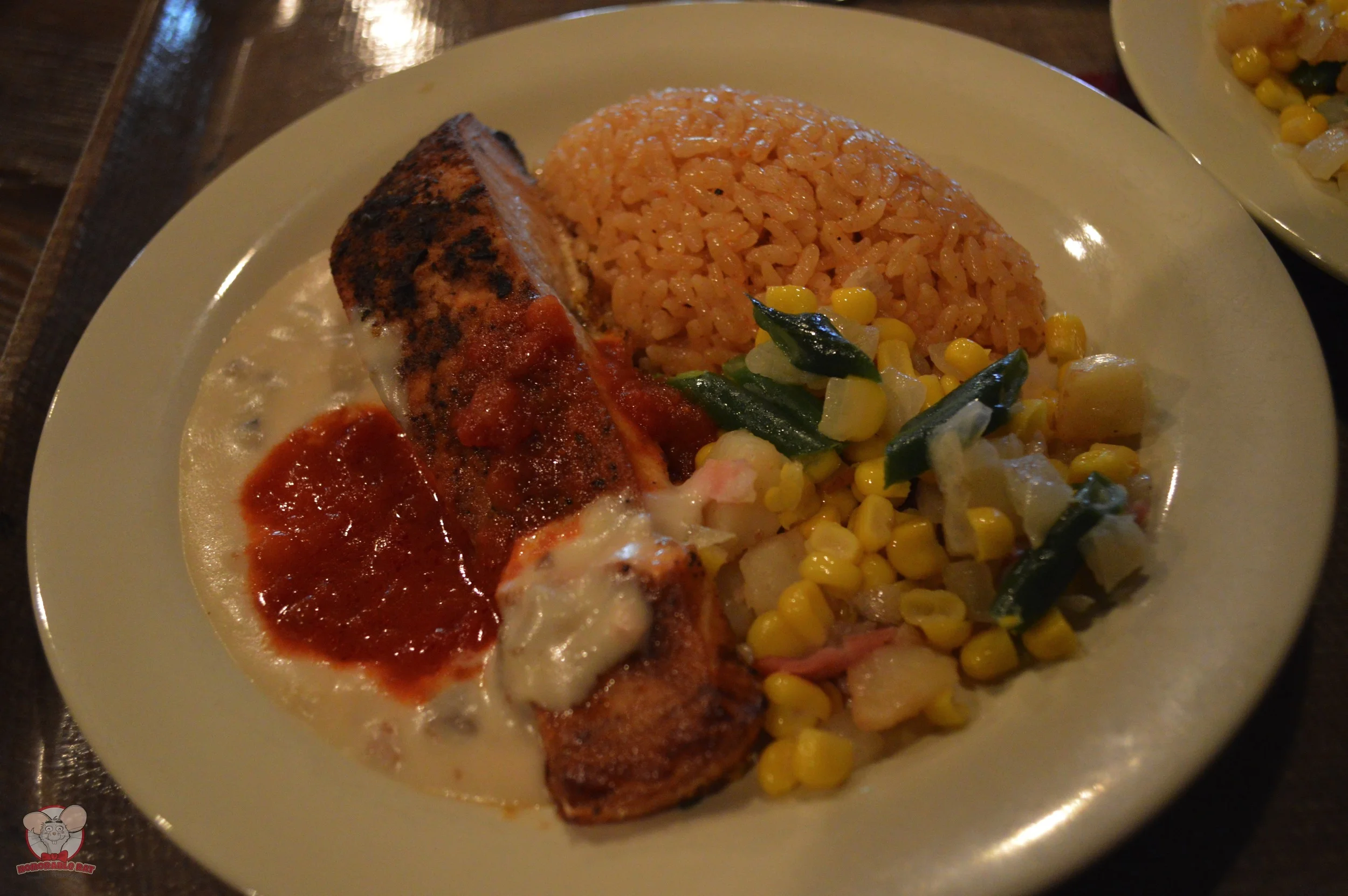 Spicy Smoked Salmon with Mexican Rice and Vegetables