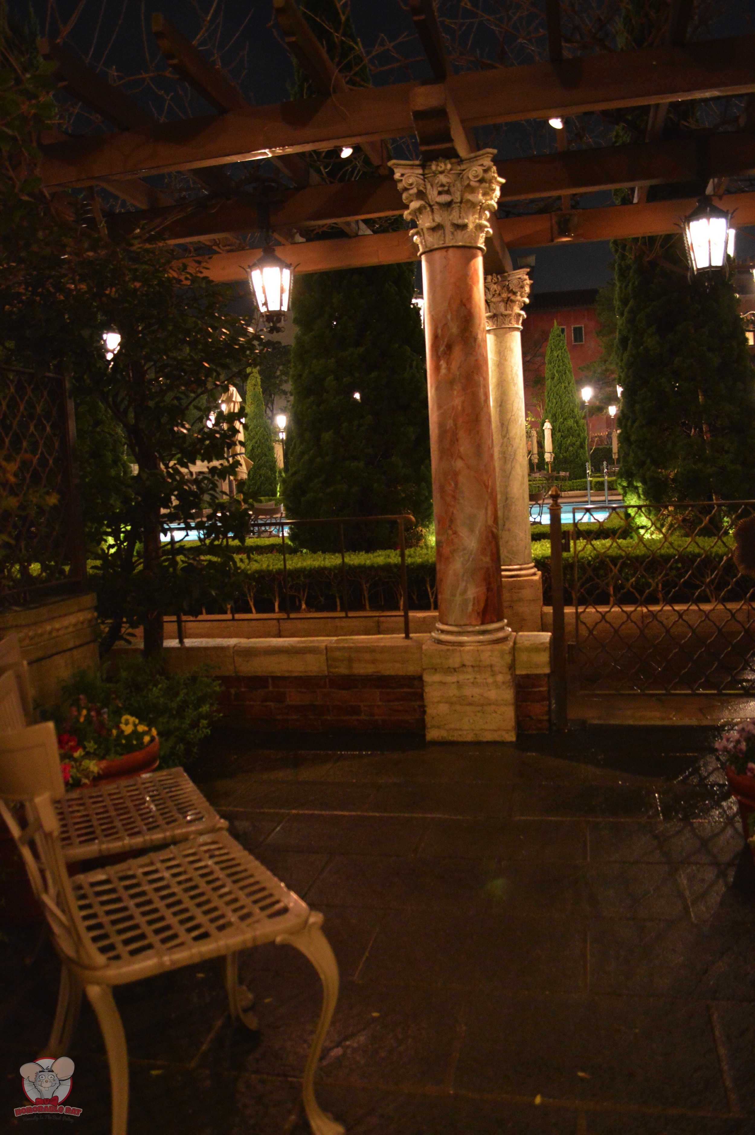 Patio at night