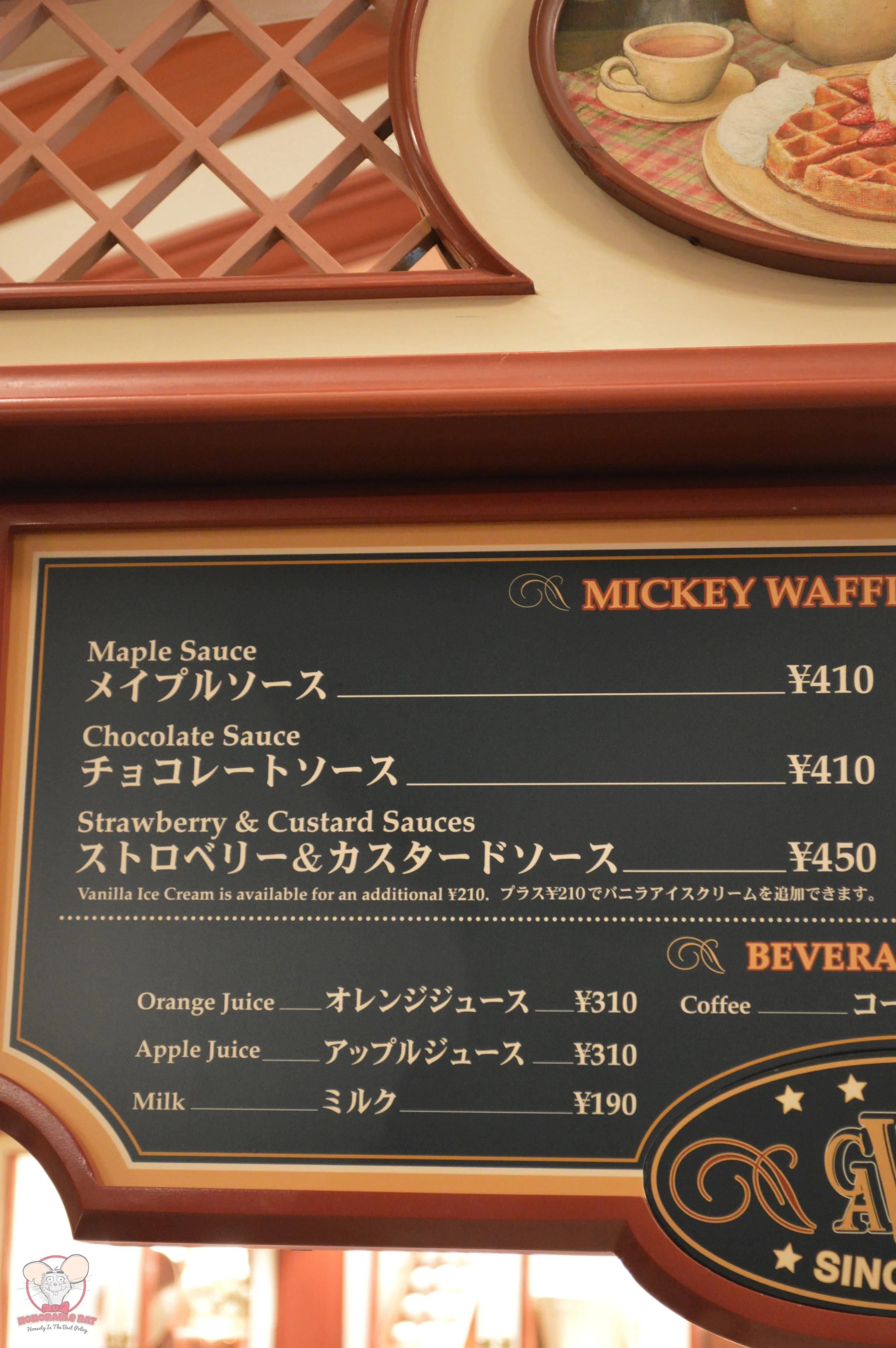 Mickey Waffles Menu