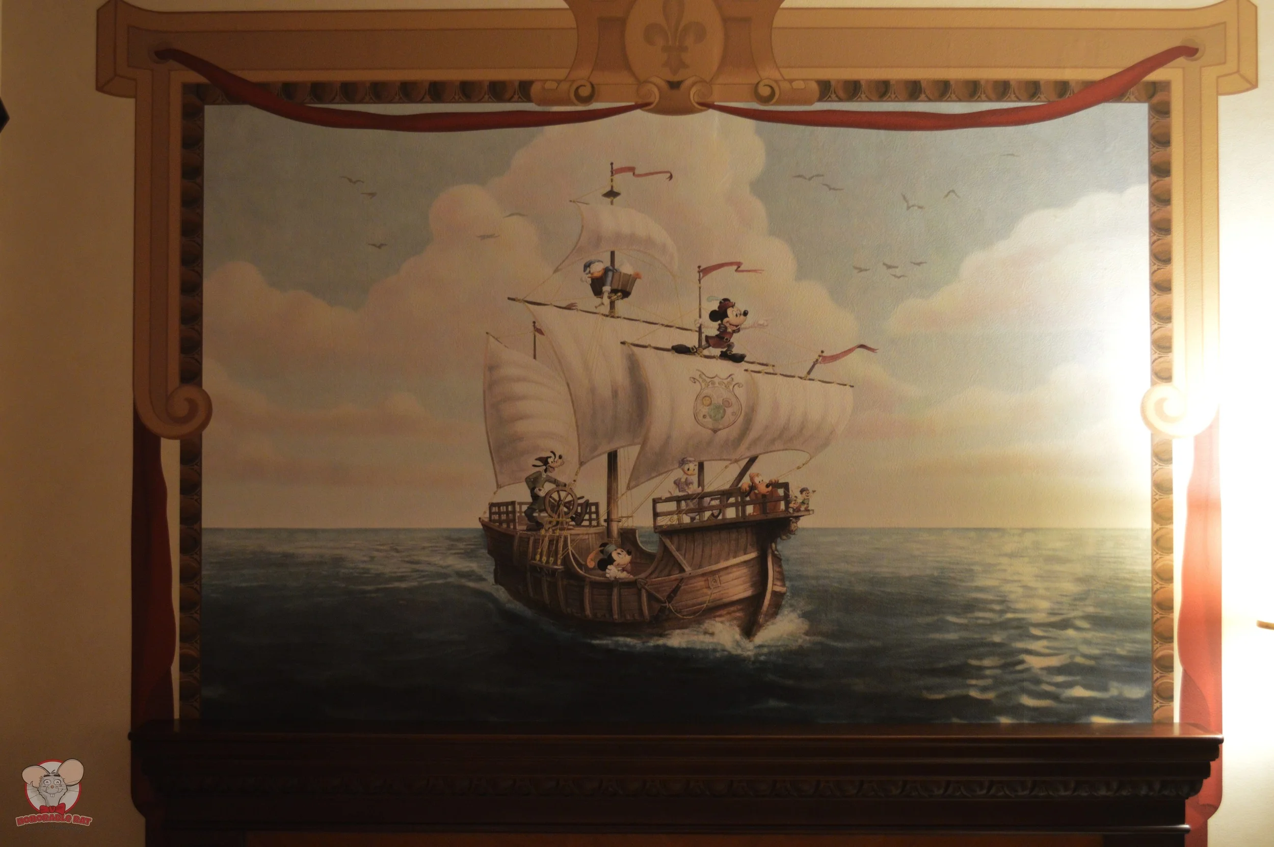 Mural of Mickey Captaining a Ship