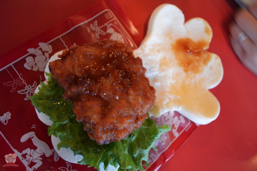 Inside of a Fried Chicken Mickey Handwich
