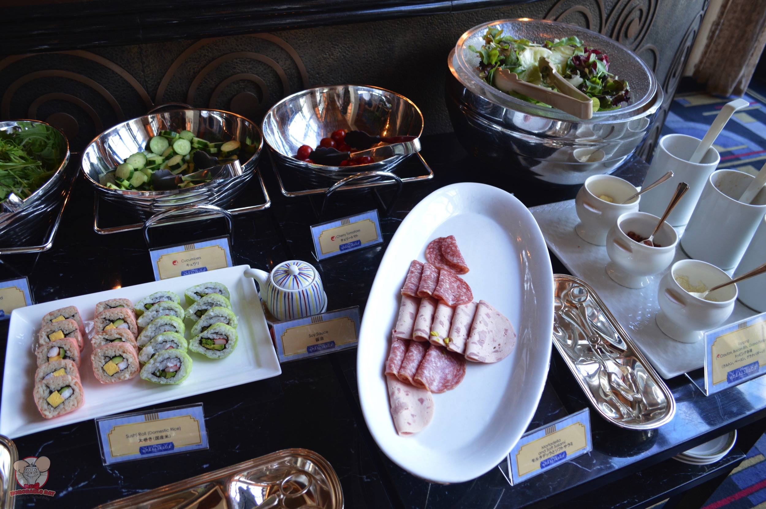 Sushi, salad and salami
