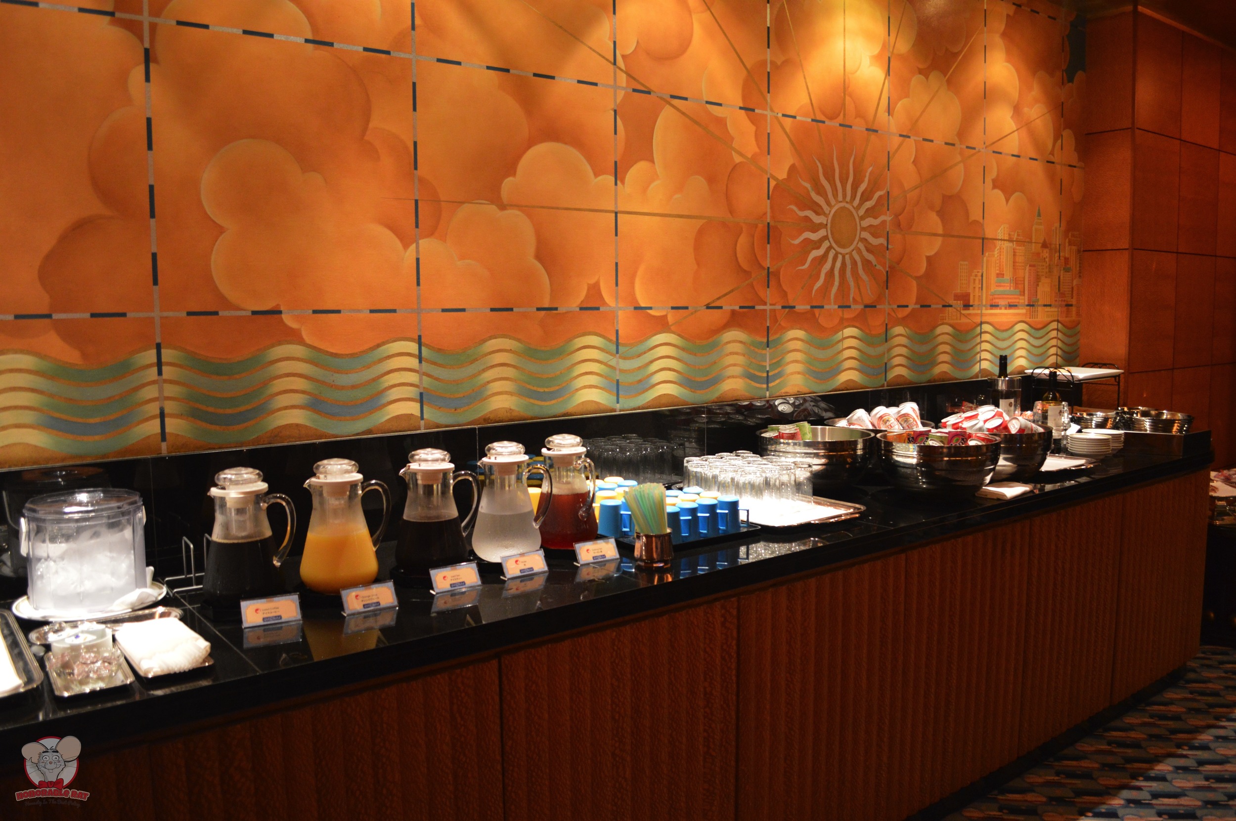 Complimentary drinks and snacks