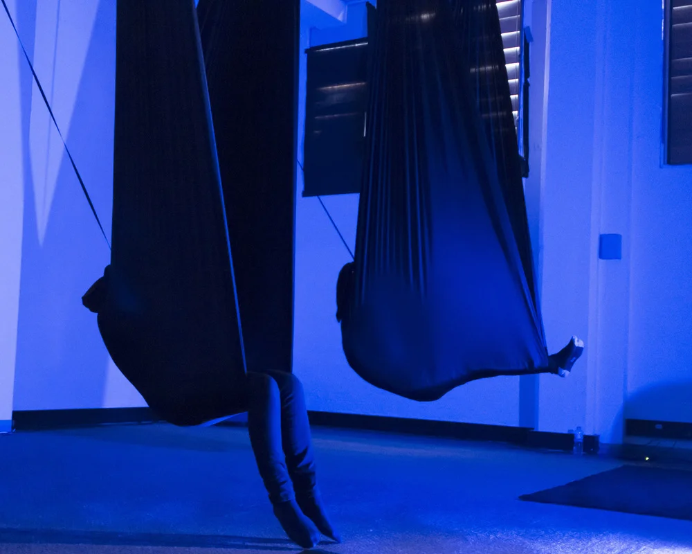 During testing of hanging pods manufactured from circus silk, July 2015