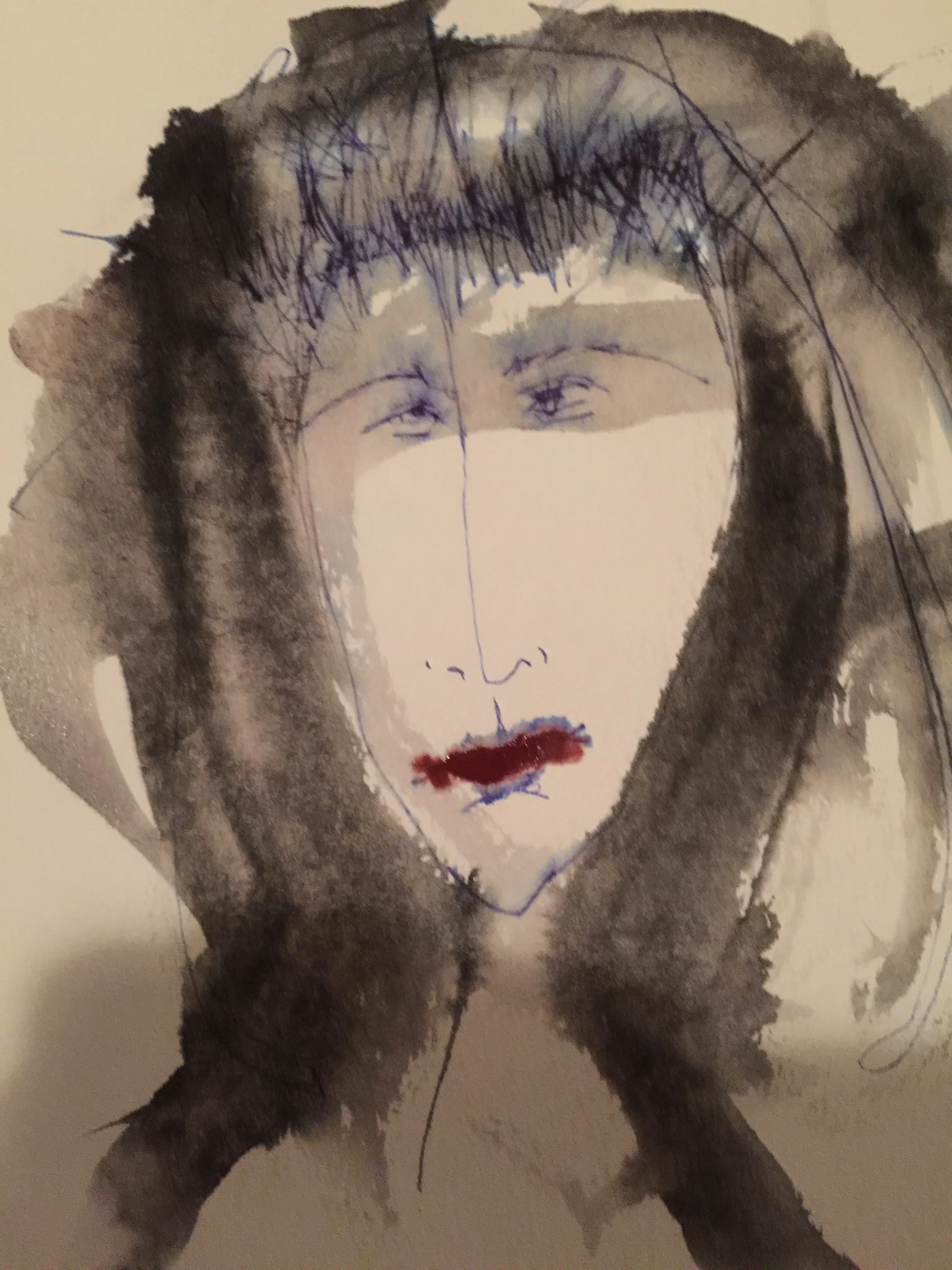 “Hard Truths” by Darcy Elise Johnson, water media and ink on paper