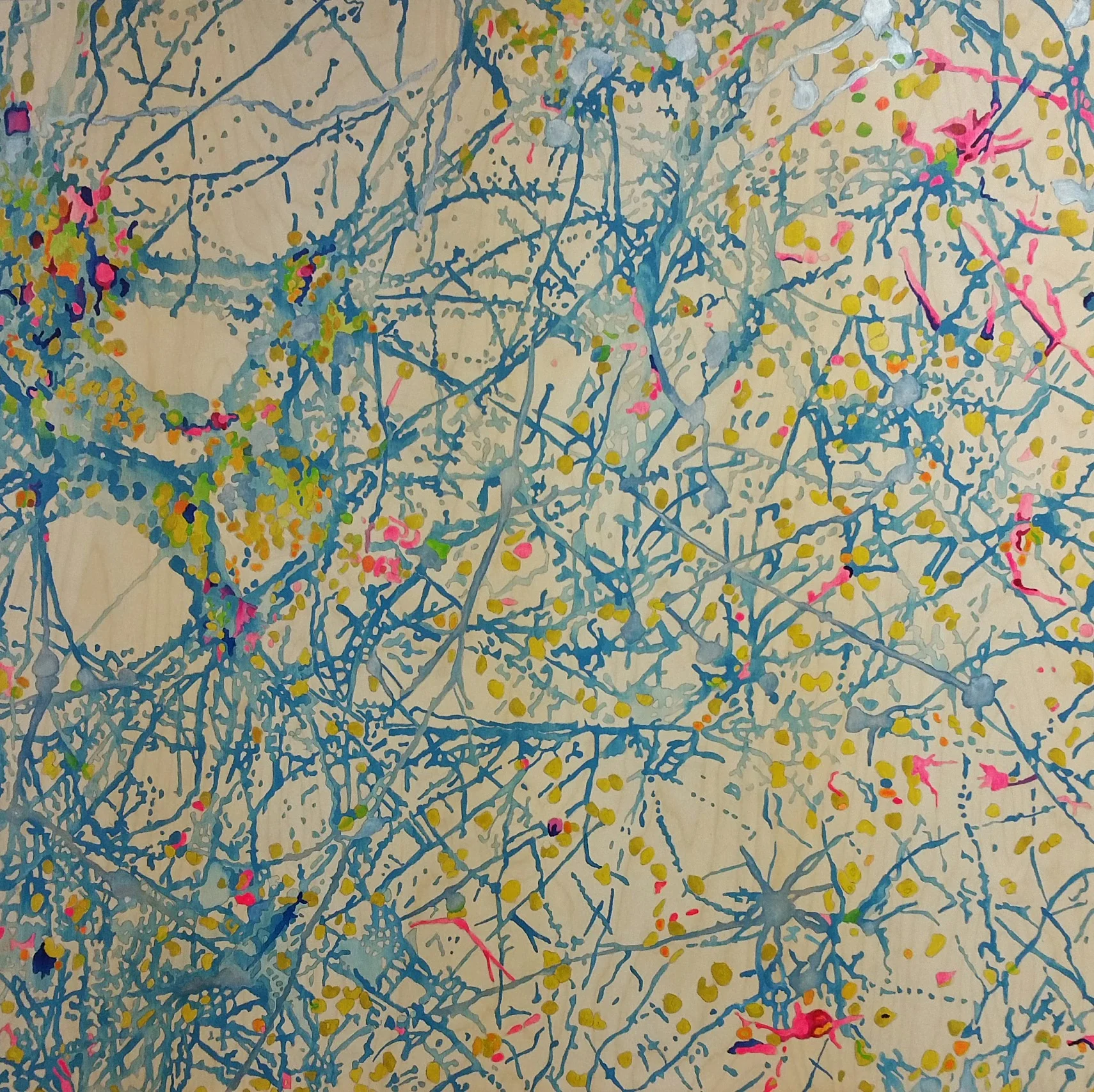 “ Mapping Manhattan Revisited”, by Darcy Elise Johnson, 36” X 36”, acrylic inks on wood