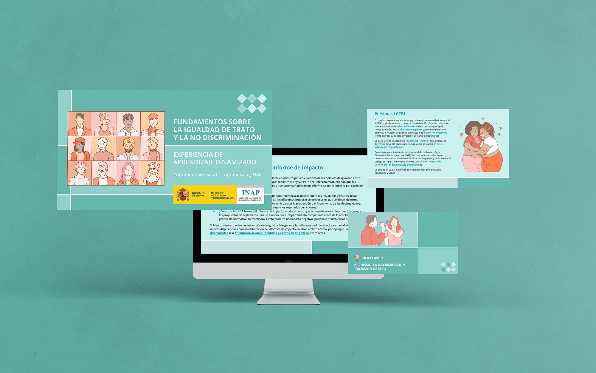Mockup curso Fundamentos sobre la igualdad de trato y no discriminación, I, II y III edición