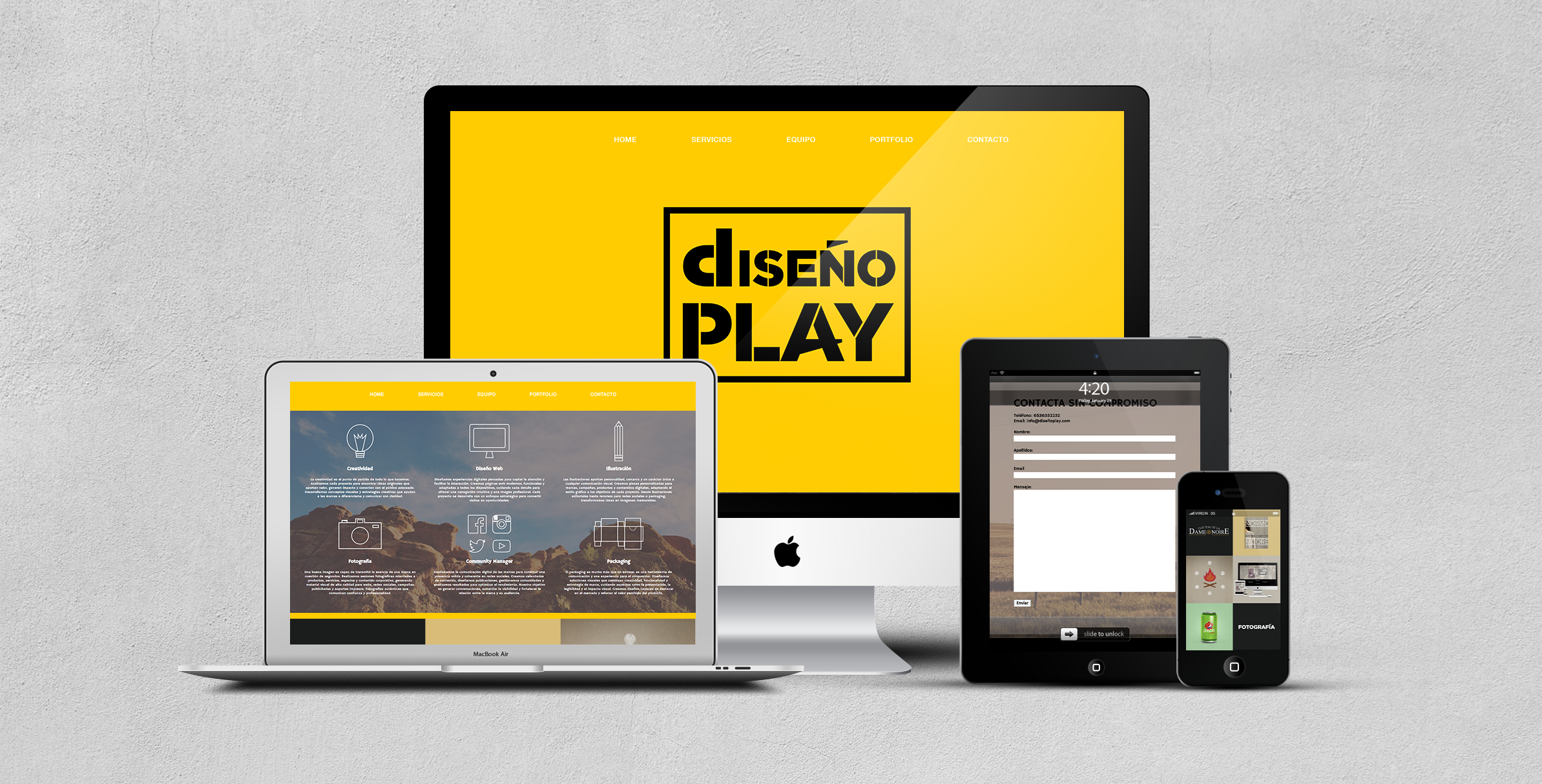 Mockup dispositivos Diseño Play