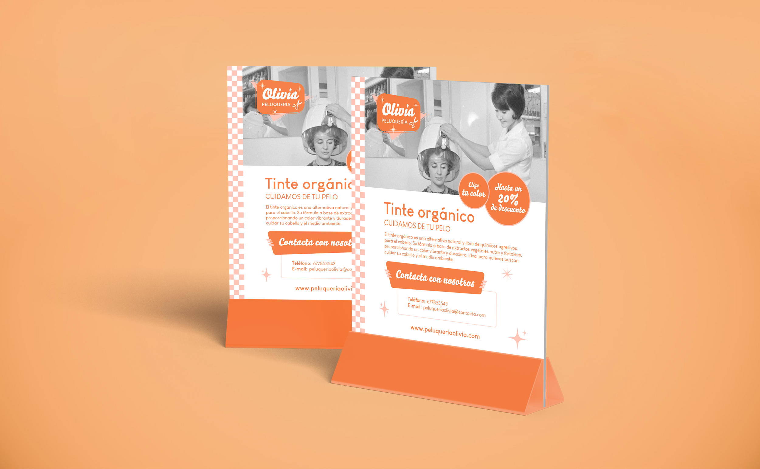 Mockup flyer mesa Peluquería Olivia