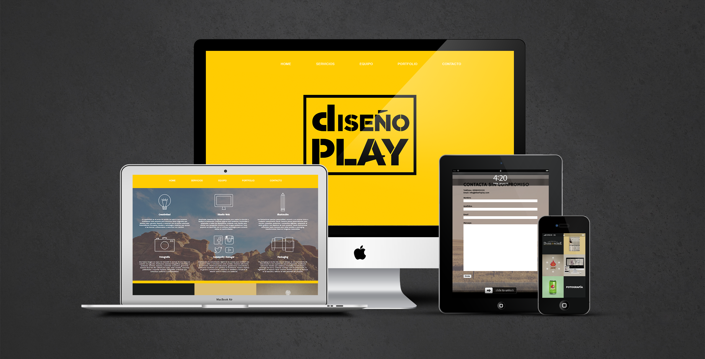 Mockup dispositivos Diseño Play