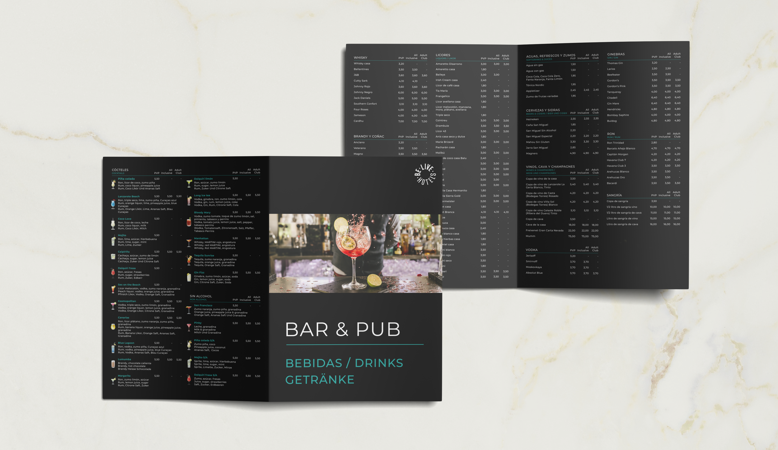 Mockup carta cocktails