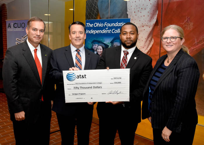 L to R: Todd Clossin, President & CEO WesBanco, OFIC Board Chair, Bill Spiker, OFIC President, Christopher Wyche, Director, External Affairs, AT&T Ohio, Sarah Briggs, Vice President, External Affairs, AT&T Ohio.