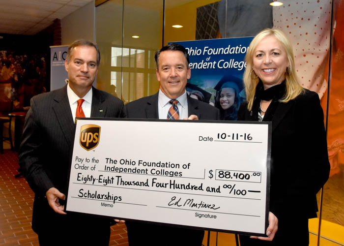 L to R: Todd Clossin, President & CEO WesBanco, OFIC Board Chair, Bill Spiker, OFIC President, Renee Roberts, HR Manager, Great Lakes District , United Parcel Service.