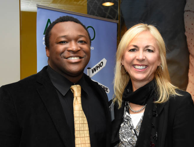 L to R: OFIC/UPS Scholar Anthony Sumpter, Ohio Dominican University, Renee Roberts, HR Manager, Great Lakes District , United Parcel Service