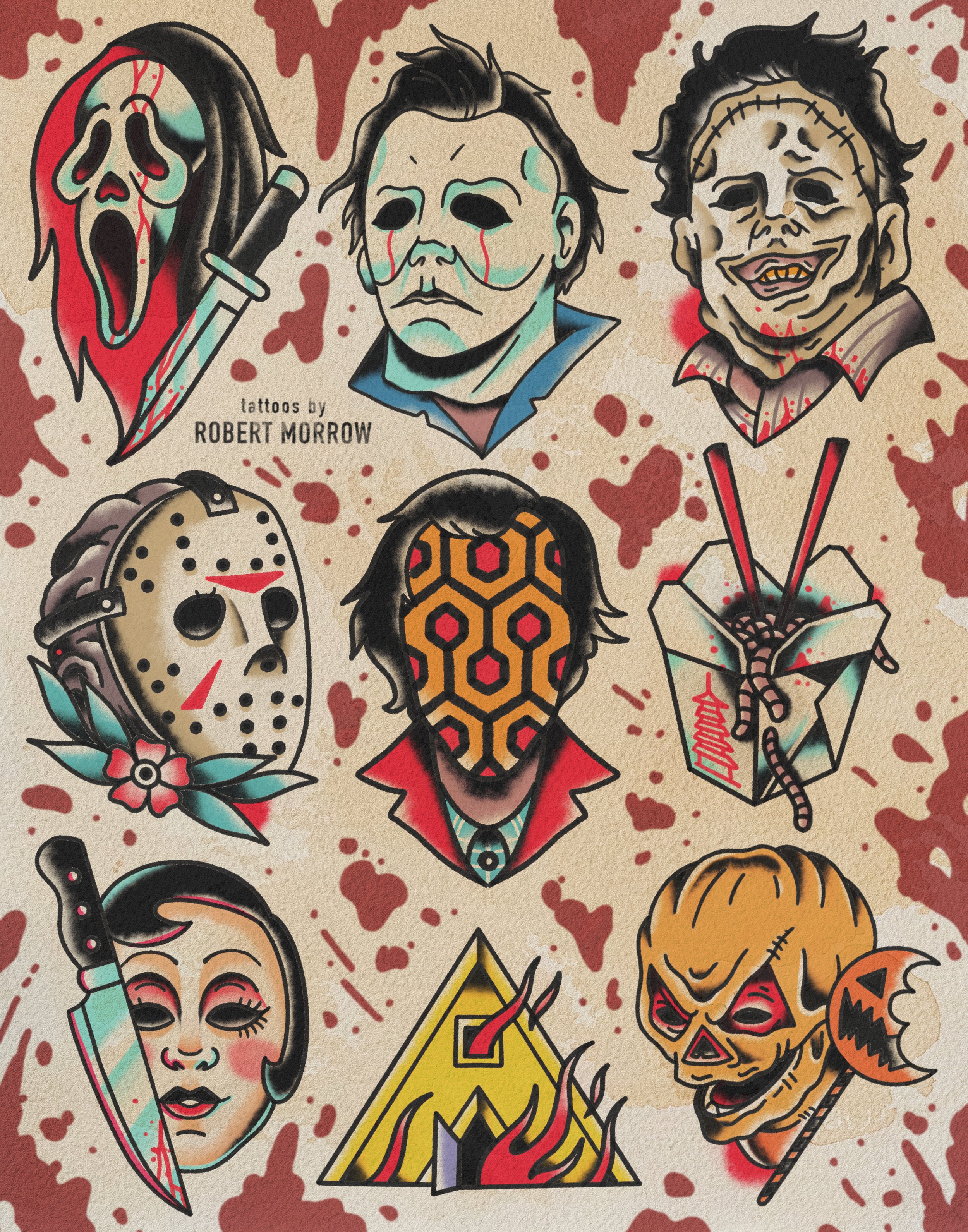 Horror Movie Tattoo Flash Stamps  Creative Market