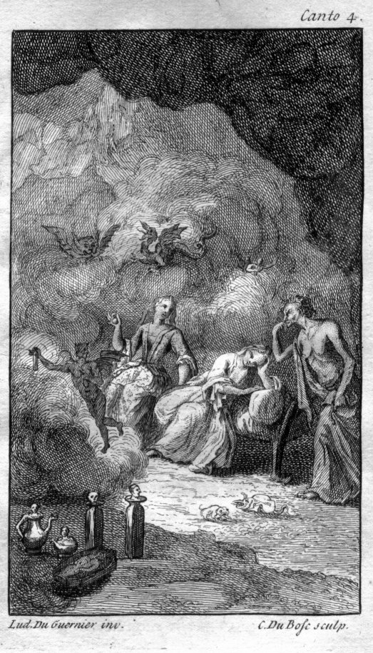 Claude Du Bosc (after Louis Du Guernier, "The Cave of Spleen," in Pope, The Rape of the Lock (1714).