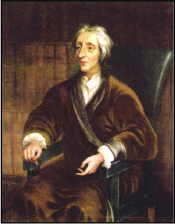 John Locke, seated in his (?) library. Portrait by Sir Godfrey Kneller (1697), Christ Church, Oxford. Photo by Curator.