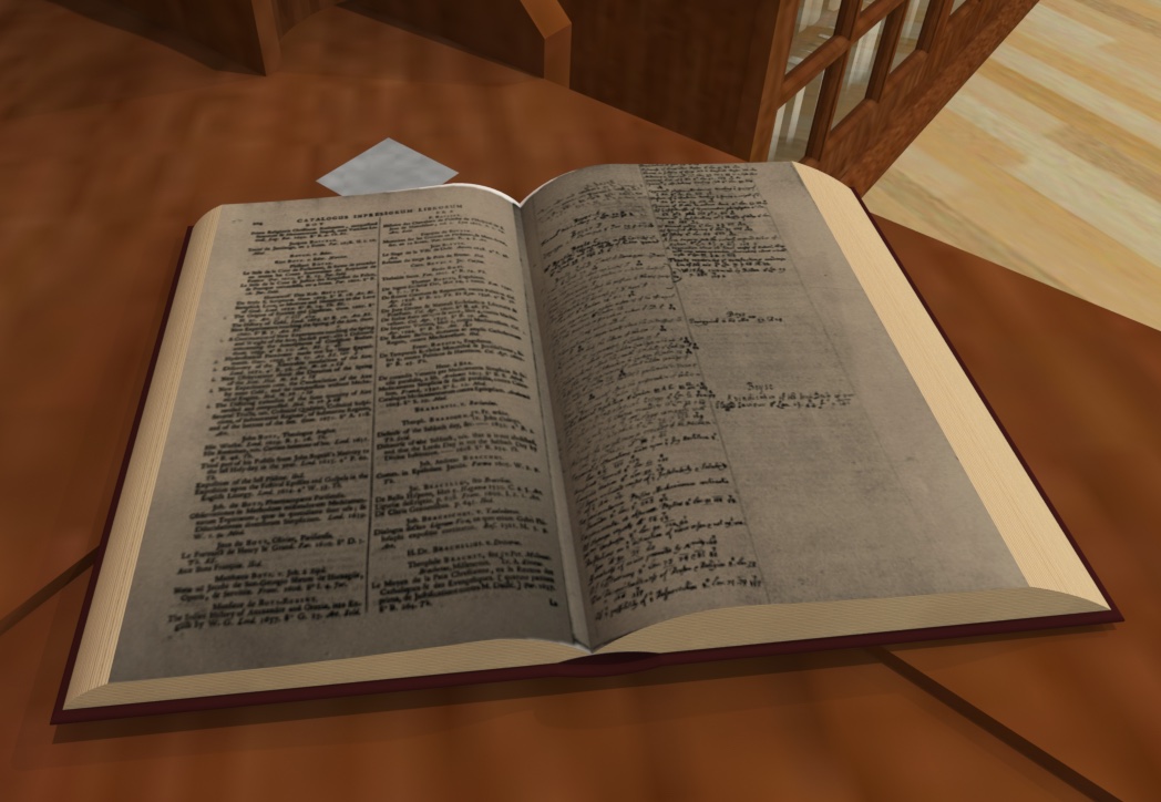 Facing pages of John Locke's interleaved copy of Thomas Hyde's Catalogus Bibliotheque Bodleianae (1674). Location: Bodleian Library, Locke 16.17.