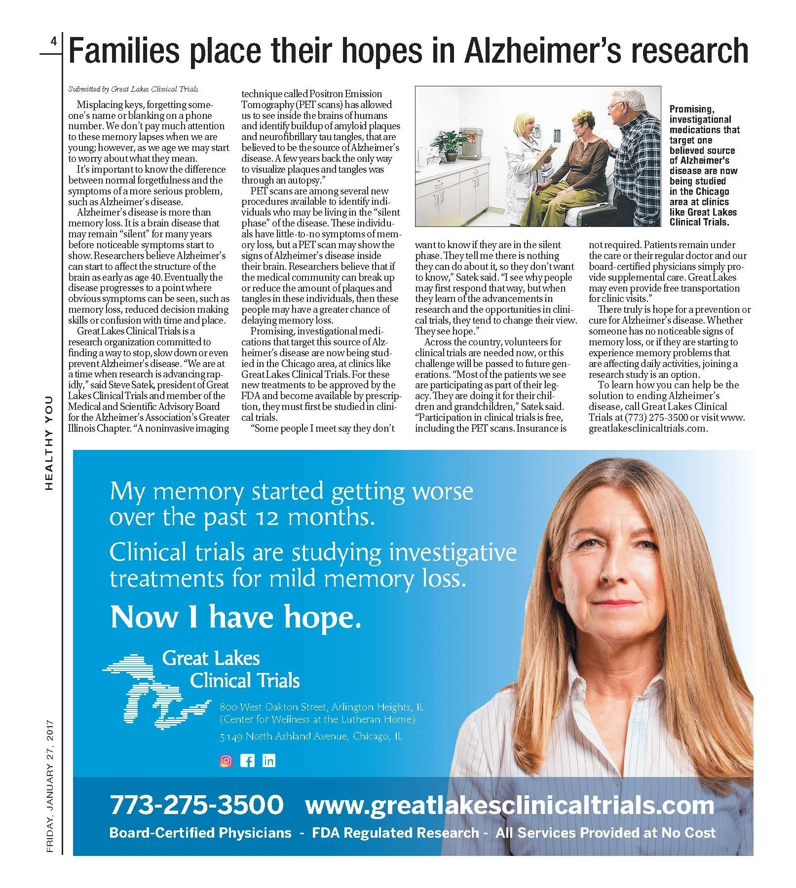 Today's Daily Herald Article Featuring Great Lakes Clinical Trials