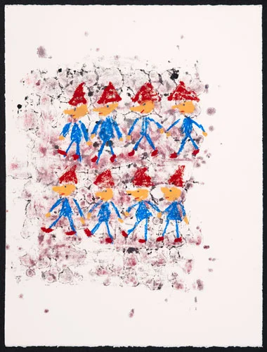 Away We Go, 2012, oil pastel and monoprint, 18 x 24" left