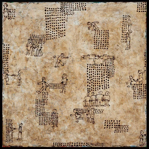 Patterns Of Social Behavior, 2012, acrylic and ink on canvas, 48 x 48"