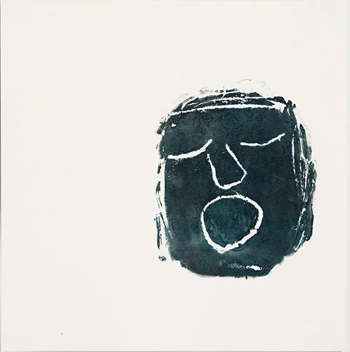Cry, Relief Print from Clay Plate, Ink on Paper, 15”x15”, 2013