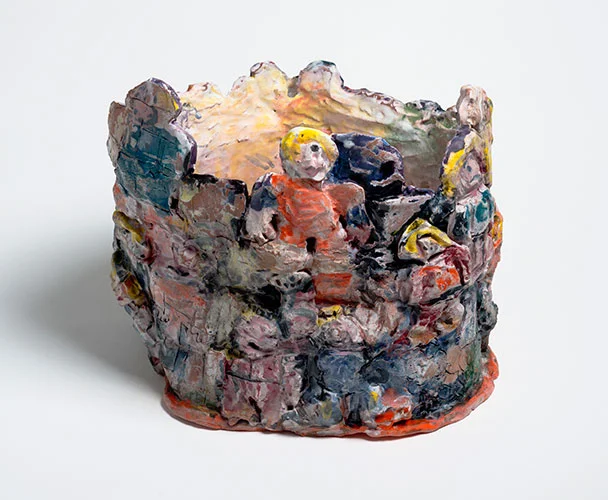 Canopic Jar #2, 2014, Majolica on Ceramic, 10"x8"x8"