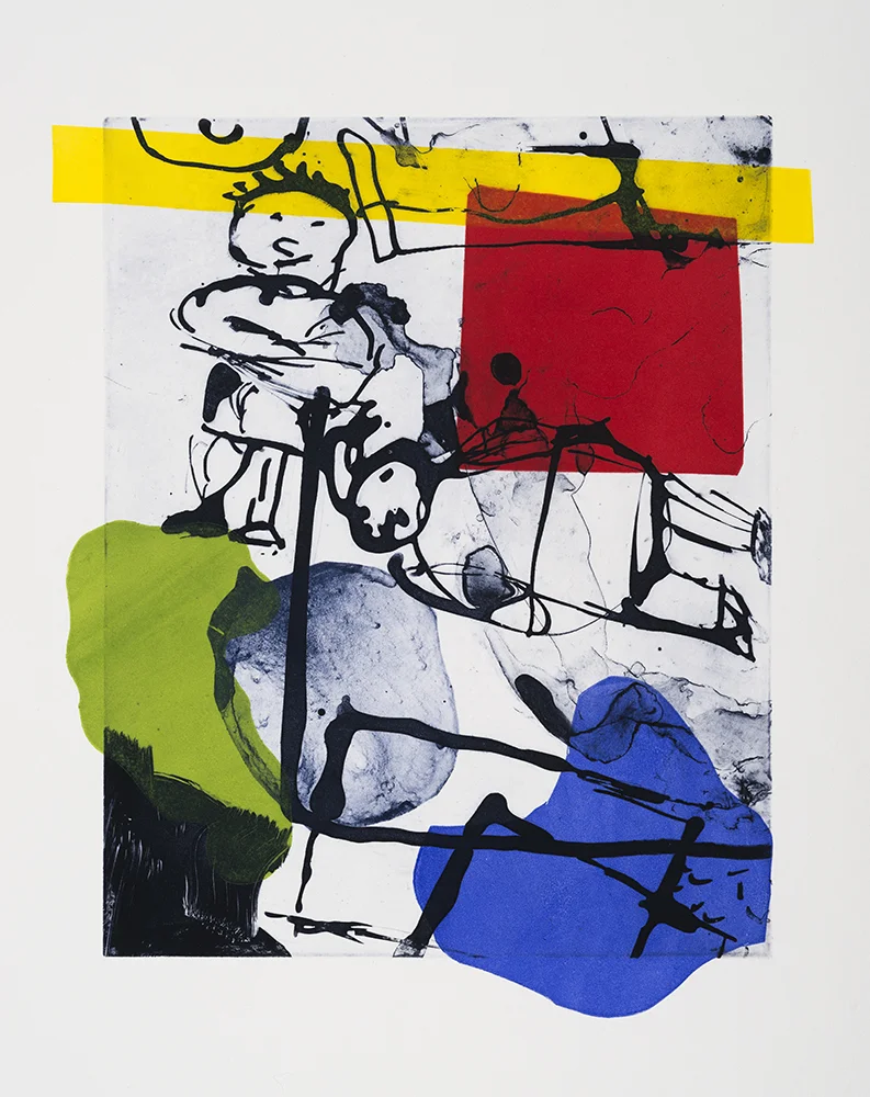A Friend In Need, 2015, 13 1/2" x 17", Solar Plate Etching and Monoprint