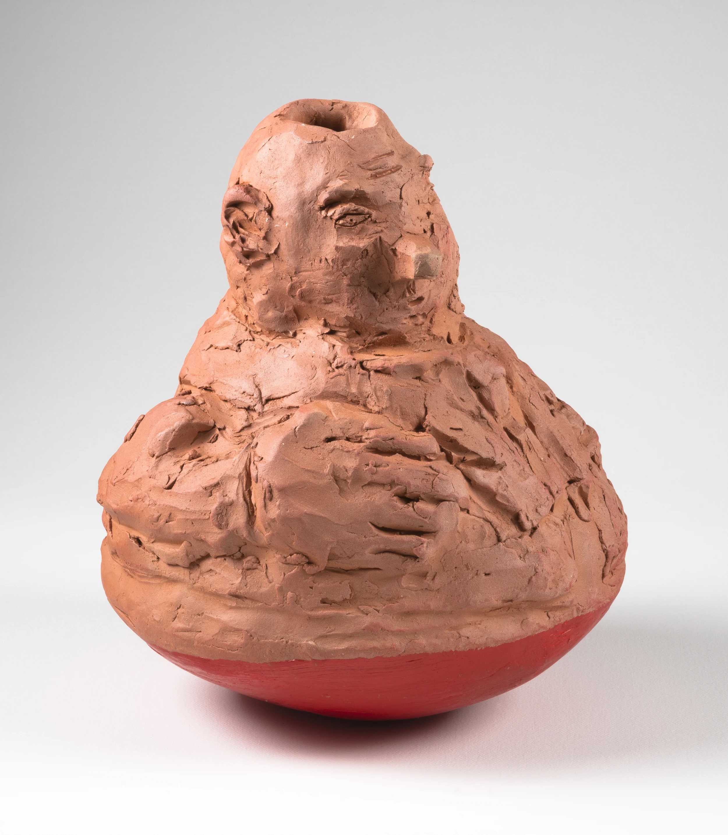 "Pushover #2", 2014, 10"x9", unglazed ceramic