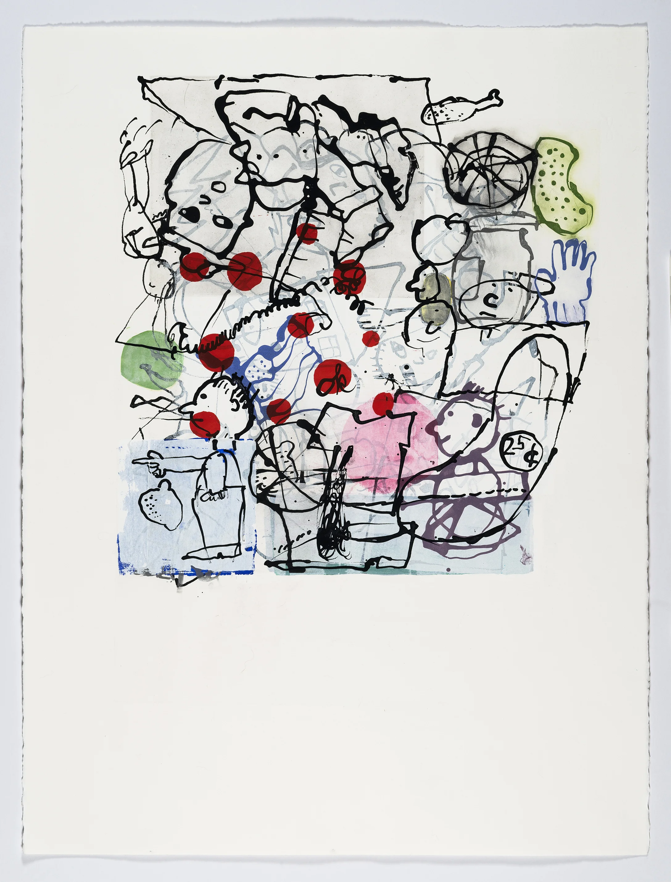 My Favorite Things, 2016, 18"x18", Hand Ink Drawing, Silkscreen, Solar Plate Etching, Rives BFK paper