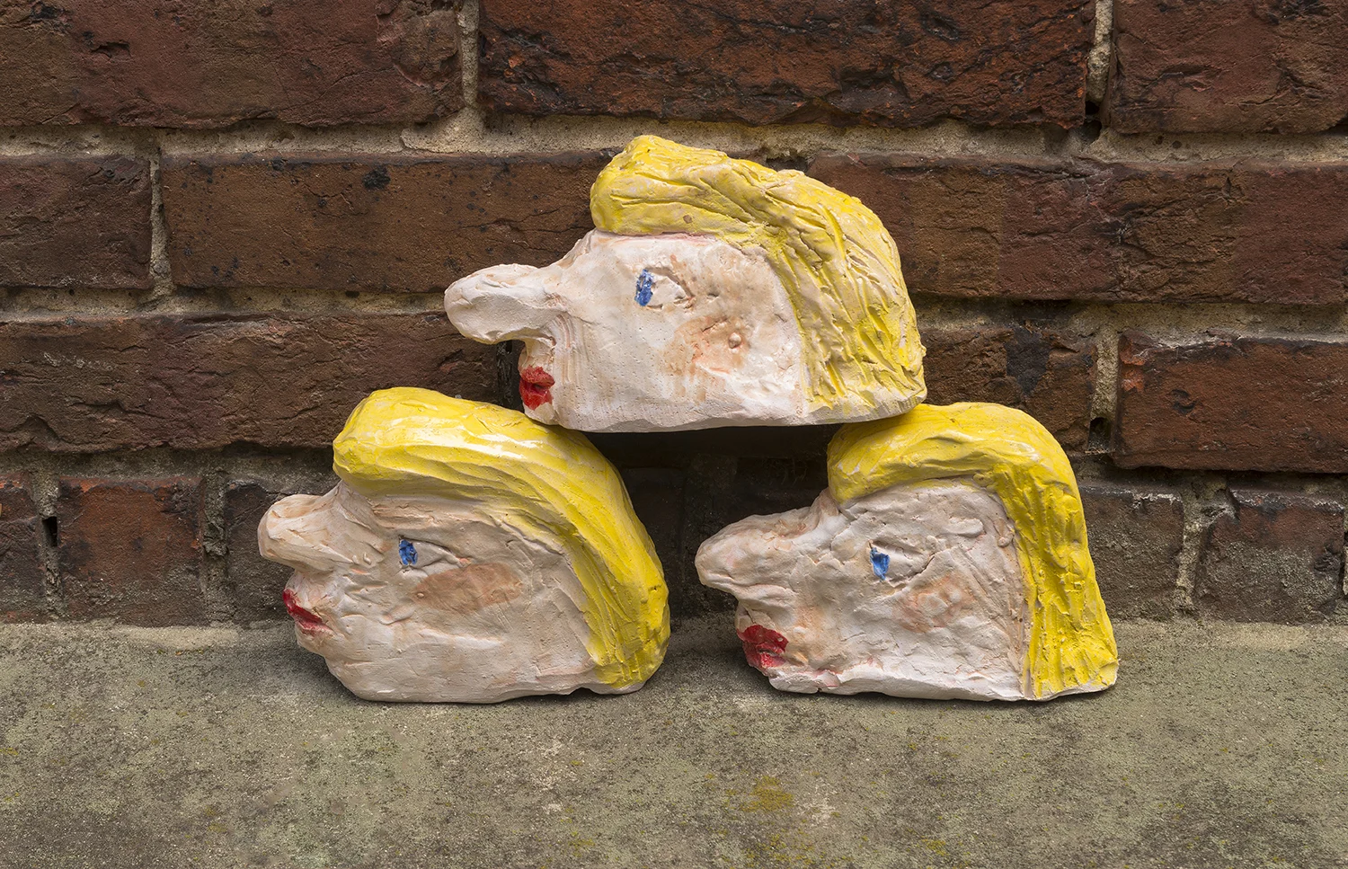 "Women with Attitude", 2017, low fire clay with glaze, each 6" x 8" x 3"