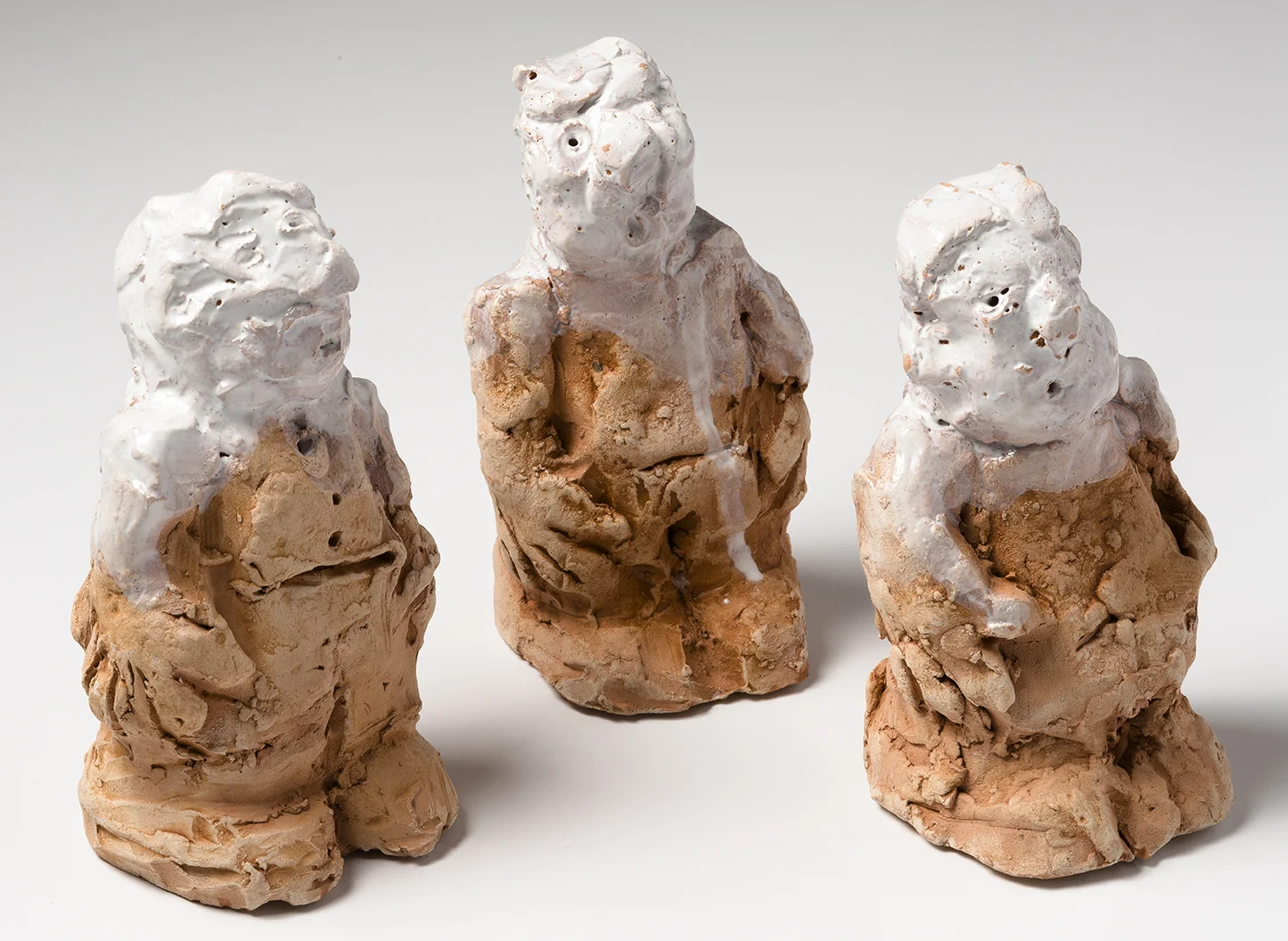 "Whitening", 2017, Red Earthenware with Majolica, 6x4x2” each