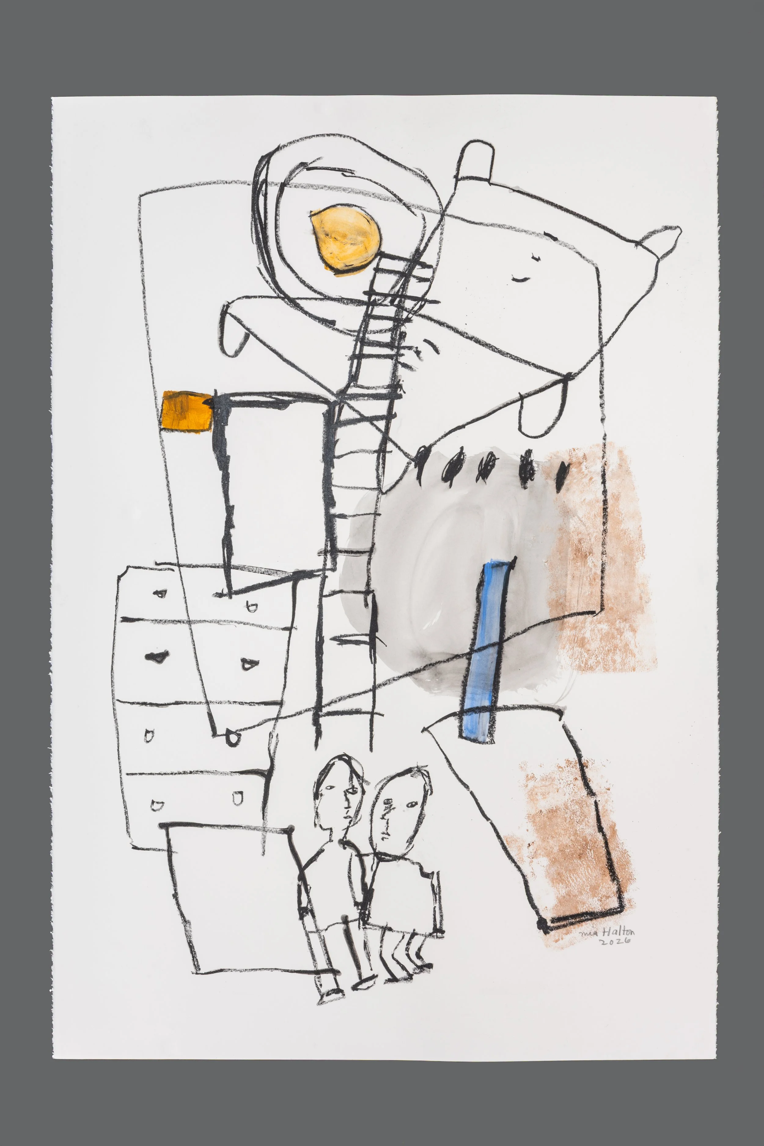 The Chair Beckons, 44x30, Mixed Media on Paper, 2026