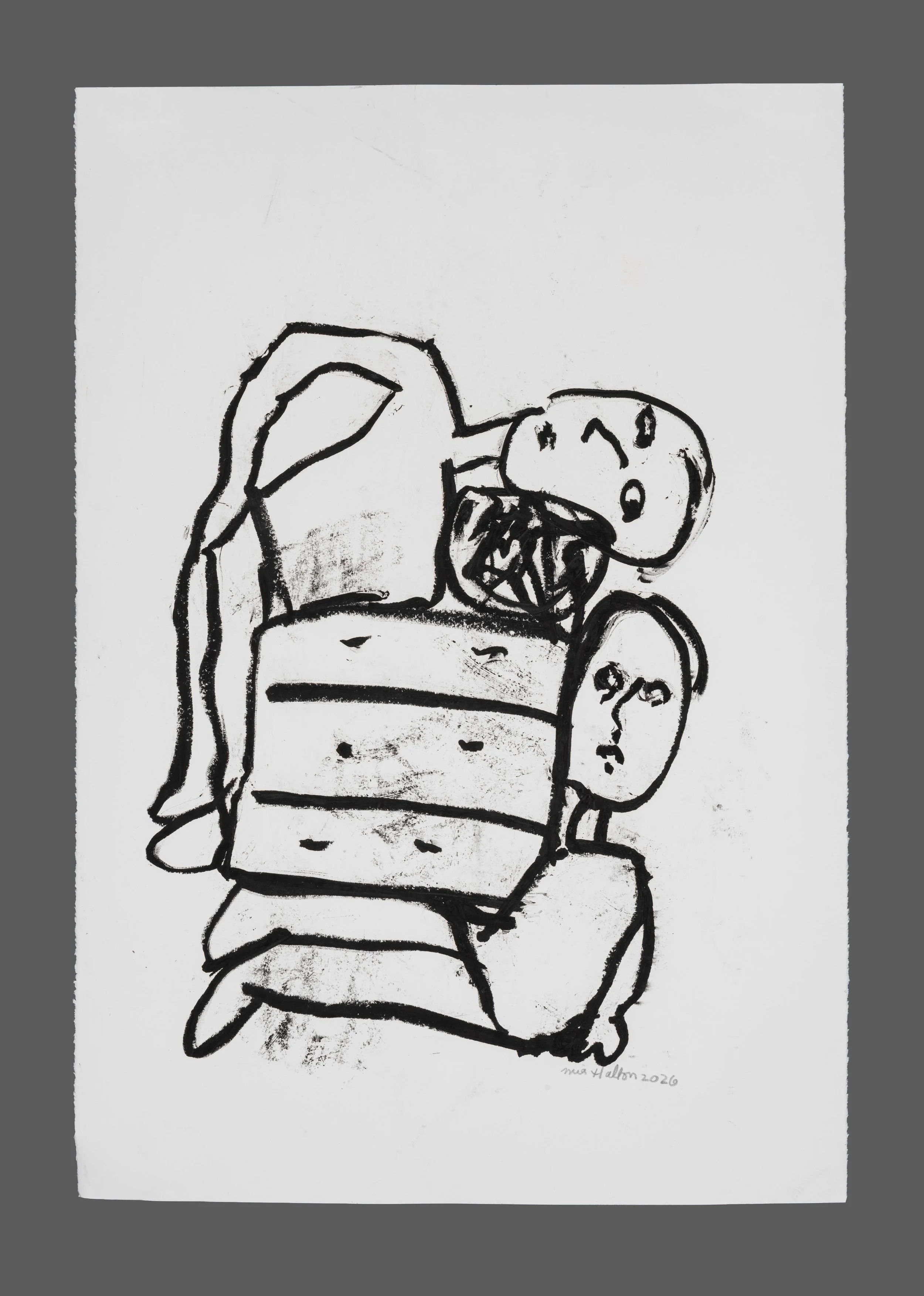 Dresser 1, 40 x 30, Oilstick on Paper, 2026