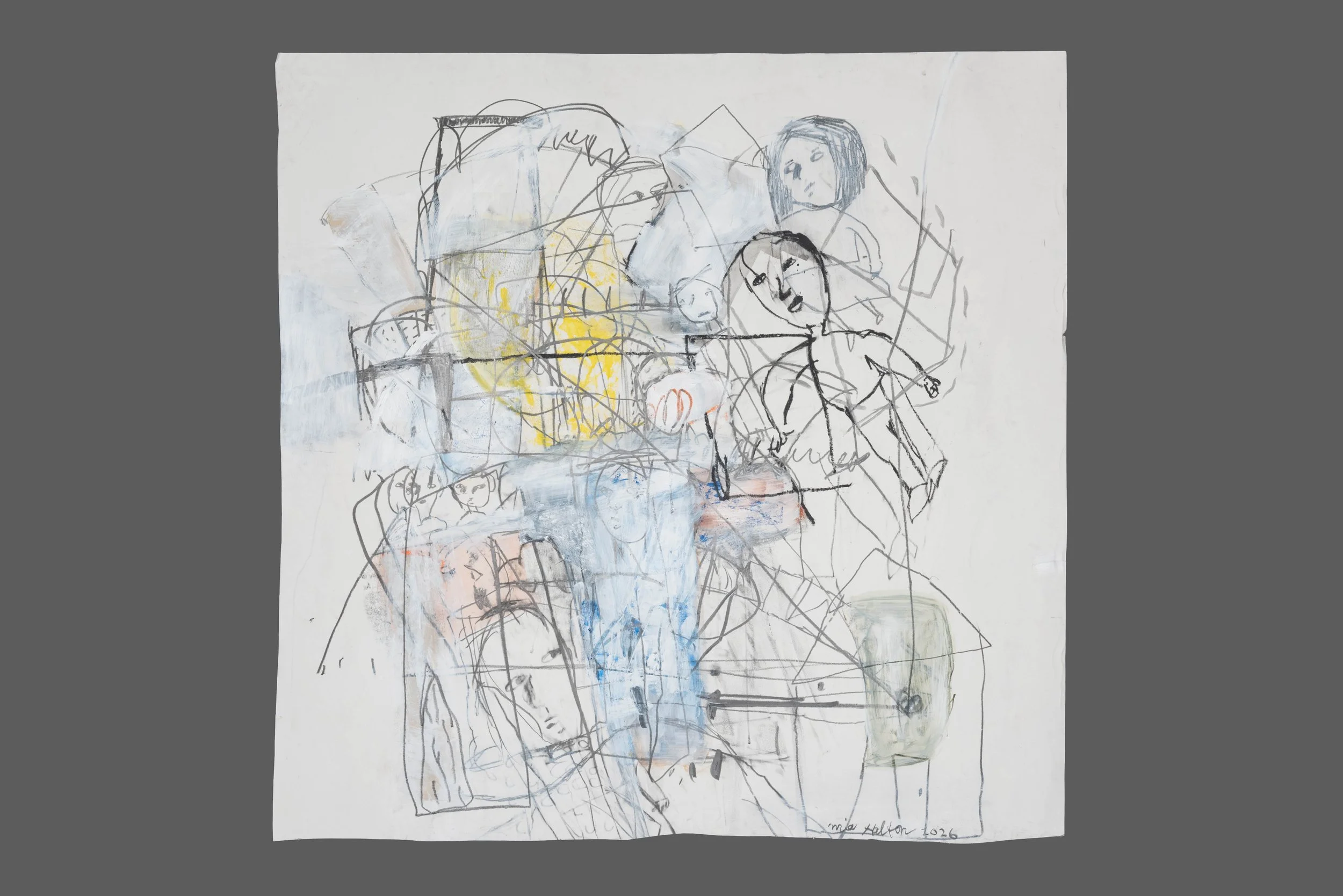 Flyby, 50 x 40, Mixed Materials on Paper, 2026
