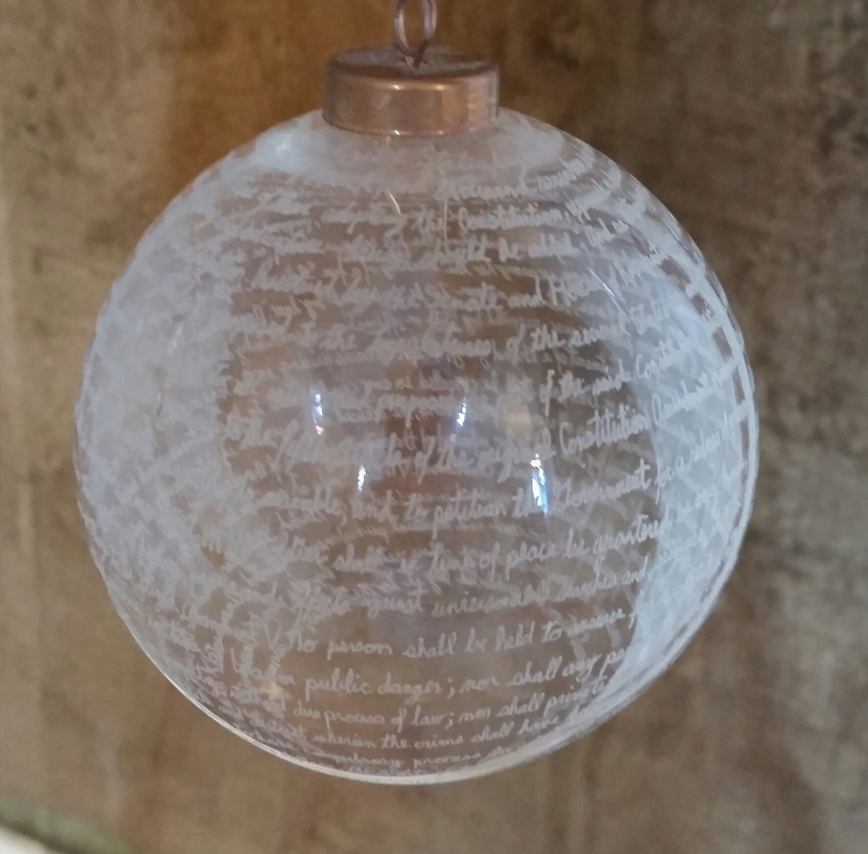 Devon Franceschi, Hand etched glass ornament, value: $250