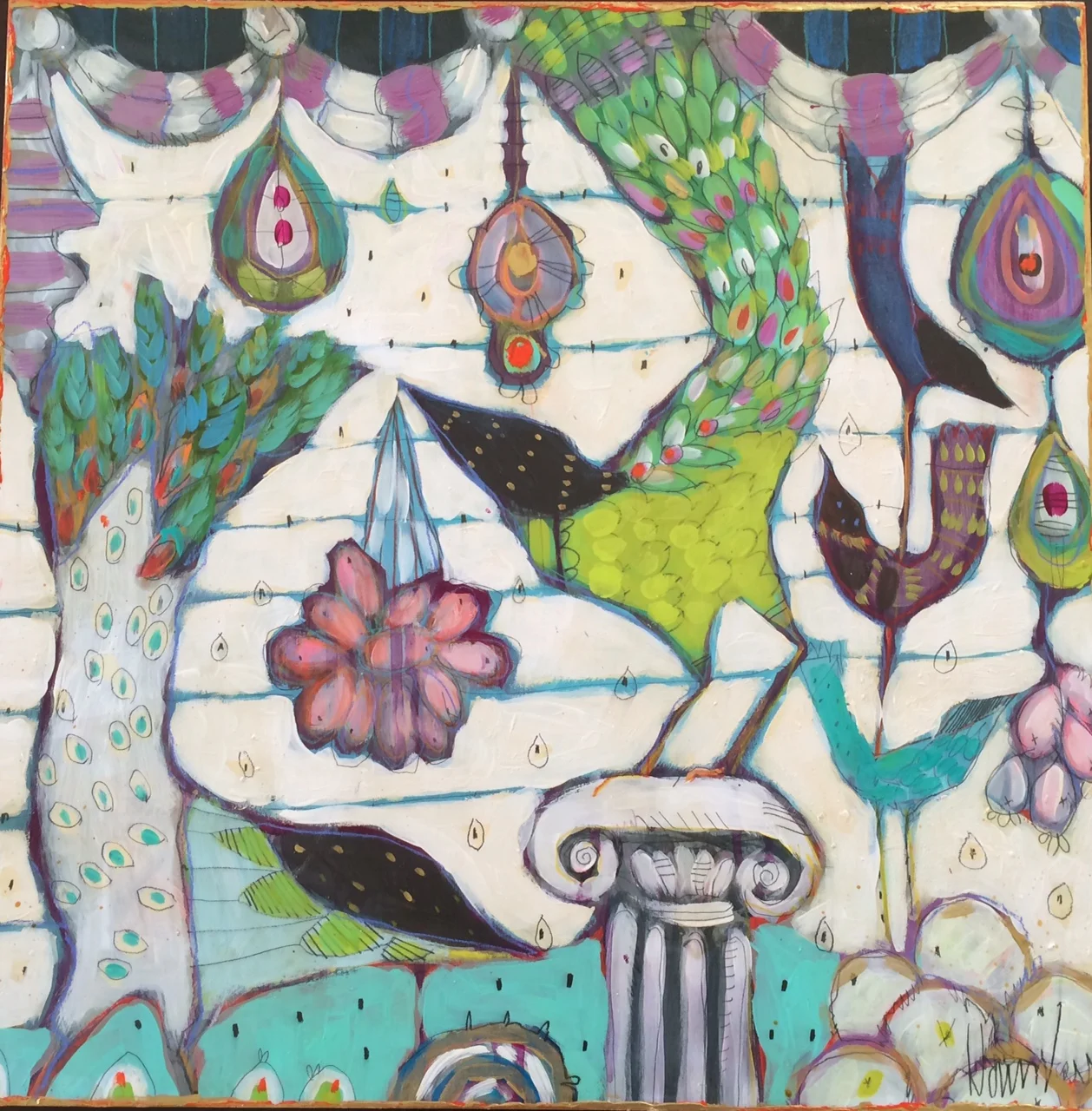 "Midnight Run" by Gretchen Howard, mixed media, 16" X 16", Value: $1,000