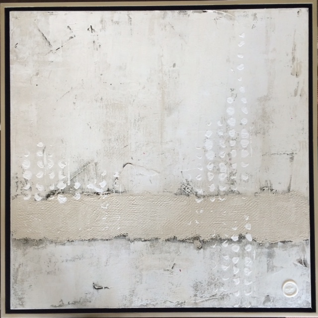 "White on white" by Vicki Lee, acrylic on canvas framed, 24"X24", value: $500