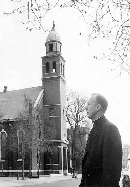 Pastor John Fleming in the years before the church's demolition in 1957. (click to enlarge).