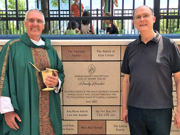 ICSJ parishioners gathered on July 30th for our Taco Fiesta and the blessing of our Memorial Wall recognizing our generous capital campaign donors. See more photos here .