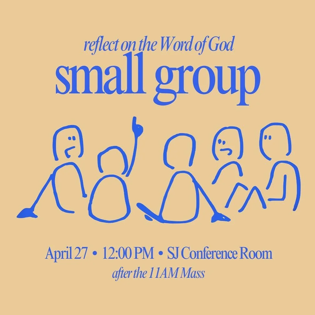 Last small group before summer break!! This Sunday after 11AM Mass at SJ Church (1107 N Orleans St). We really hope you can make it ✨