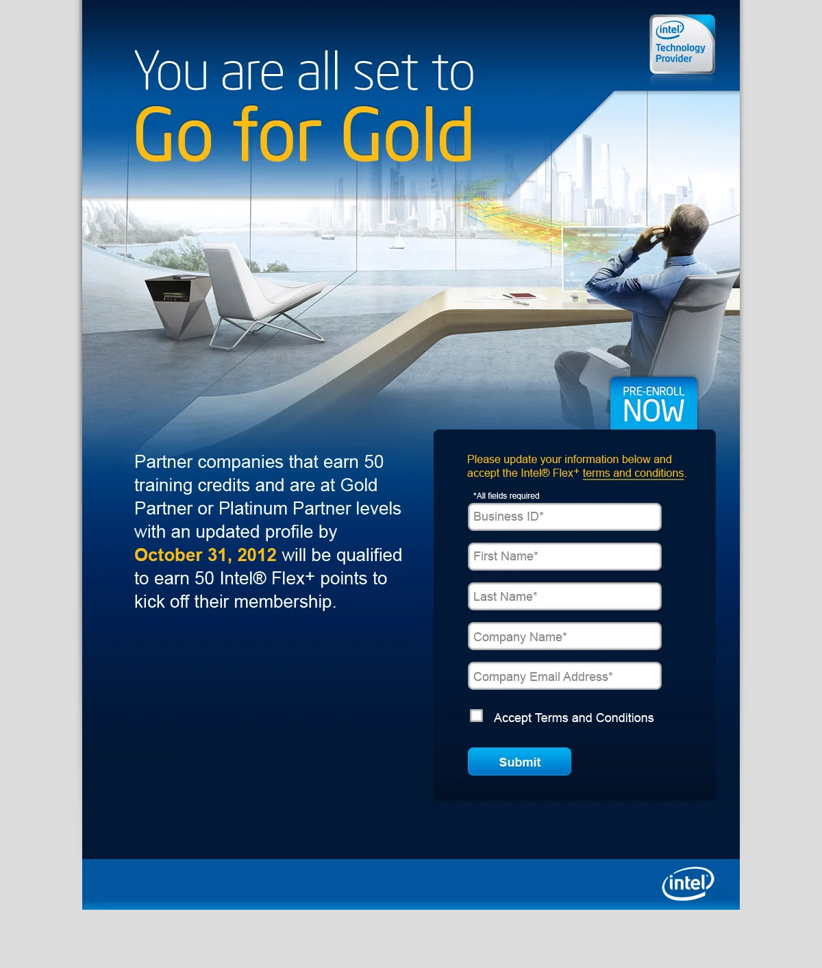Landing page for Intel