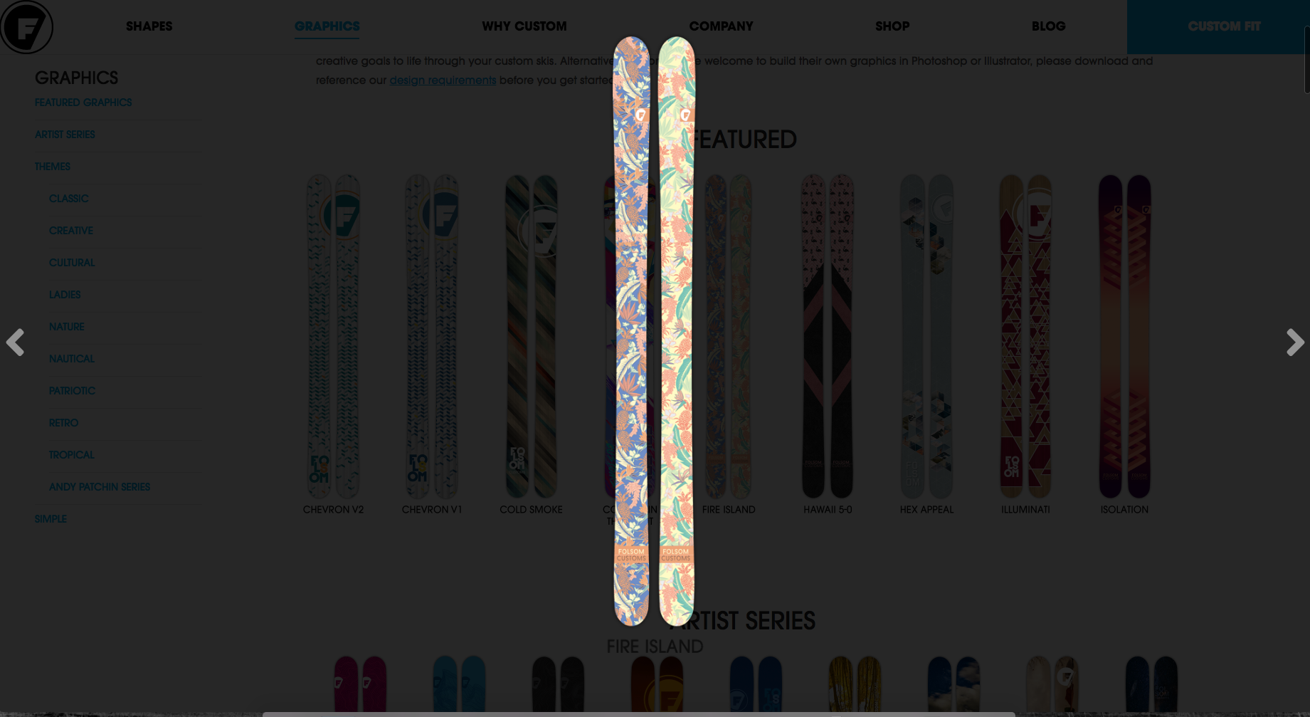 Pattern was used by Folsom Skis as a topsheet graphic