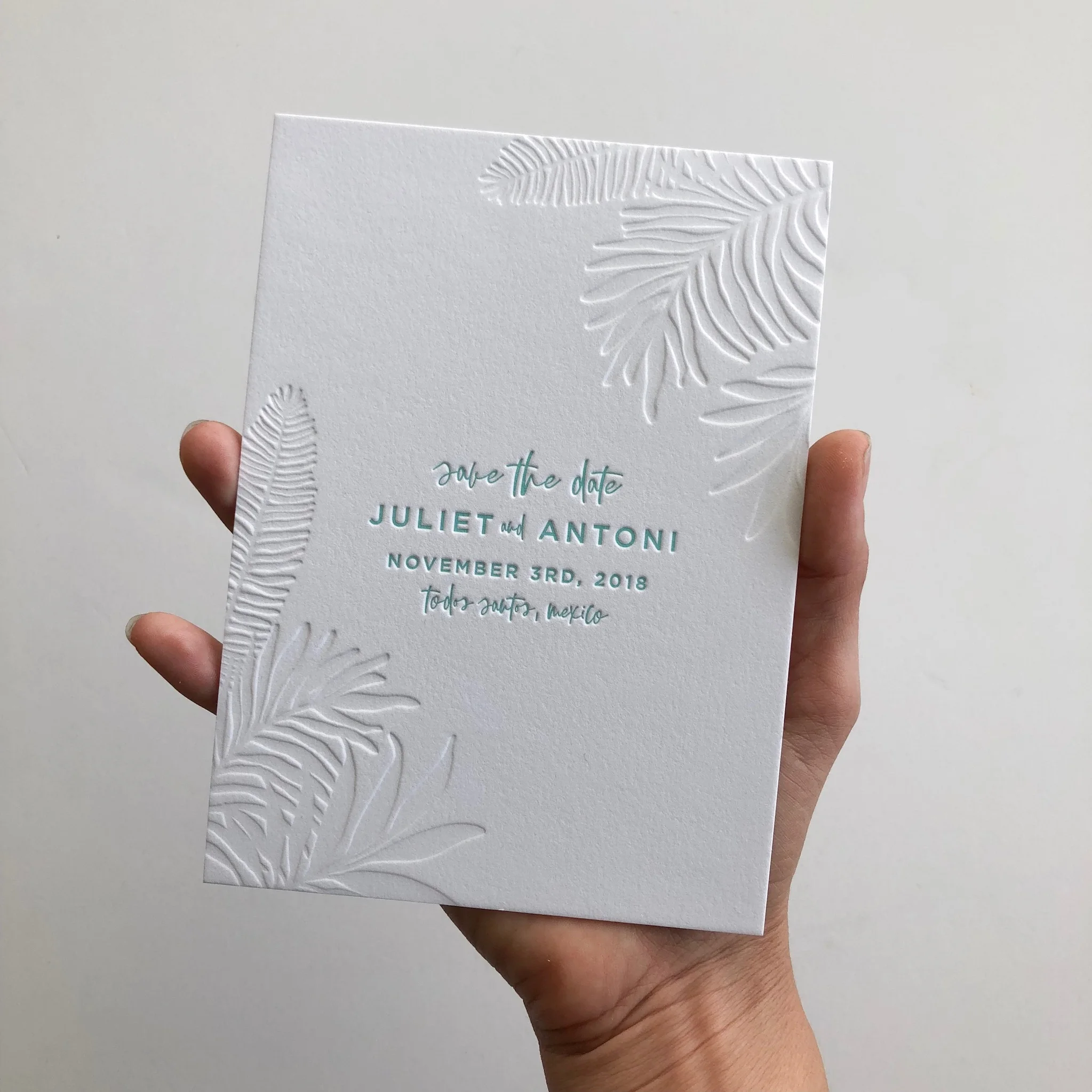 Swell Press Palma Azul Letterpress Save the Date
