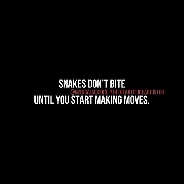 Did you know that?
Did you know snakes bite when they feel threatened and they feel threatened the most when you move?
•
With all the moves you’re making these days, don’t be surprised when you hear the hiss and see the venom dripping from the fangs!
•
The goal is to distract you long enough with some hate noise before you can get away from their bite of stagnancy, laziness, and misery, which is ultimately poisonous paralyzation. Remember, they’re slithering while your walking and they prefer for you to be on the ground with them!
•
Success and good change will always reveal who’s for you and who’s not. Folks don’t need to know your moves ahead of time. Make your move first and if their mouths open when they find out (literally), you’ve identified a real snake in your life!
•
•
•
•
•
#TheHeartitudeAdjuster #TheInnerMe #TheInnerMeIsTheEnemy #WindsOfChange #energyiseverything #NoBrainDrains #purposedriven #legacybuilder #WordsToLiveBy #WomensEmpowerment #KnowYourWorth #SelfLove #SelfAwareness #OnlyTheStrong #wordsofwisdom #ahamoment #jerseygirl #motivationalspeaker #NewJerseyWomensEmpowermentSpeaker #heartstrong #mindstrong #emotionalquotes #negativityquotes #guardyourheart #watchyourthoughts #emotionalquotes #faithvsfear #NewJerseyMotivationalSpeaker #NewJerseyInspirationalSpeaker #MotivationalSpeakersInNJ #SpeakersInNJ