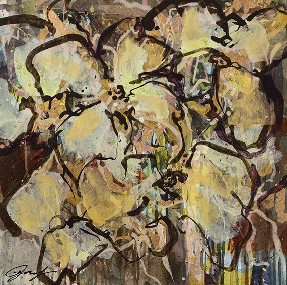 2013 acrylic & gold-leaf on canvas 20″ x 20″ sold